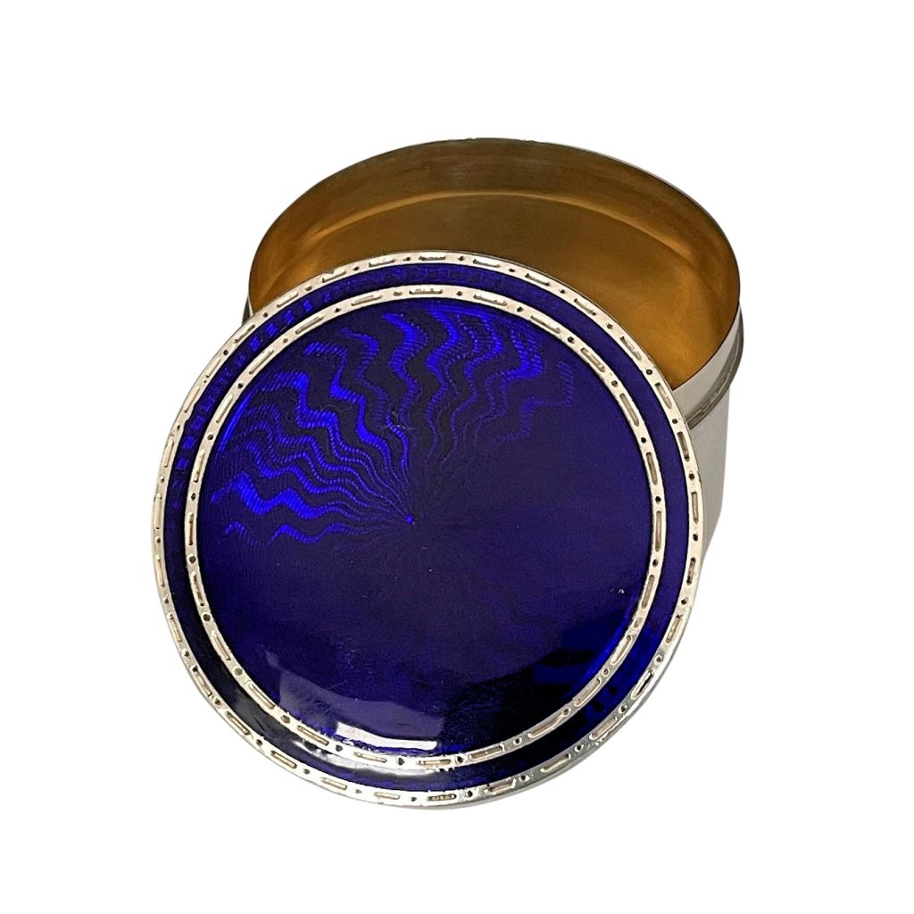 FIND ART DECO SILVER AND ENAMEL PILL BOX FOR SALE