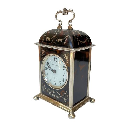 FIND ANTIQUE STRIKING TOROTOISESHELL AND SILVER CARRIAGE CLOCK BY WILLIAM COMYNS FOR SALE
