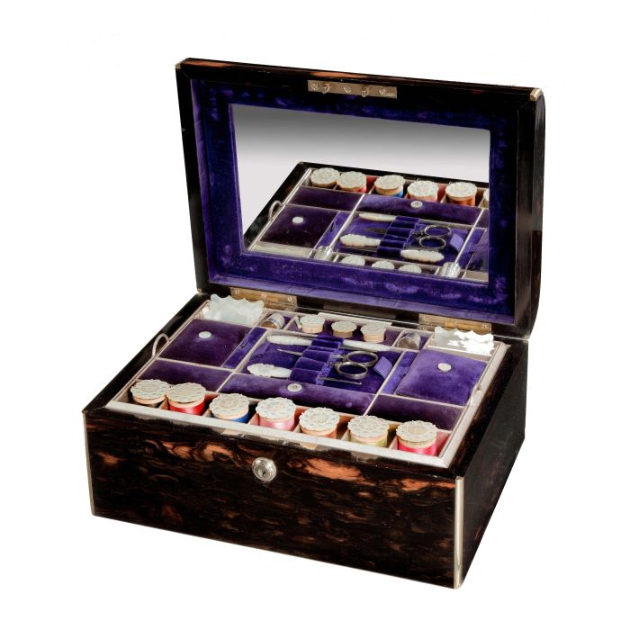 FIND FITTED ANTIQUE SEWING BOX FOR SALE WITH TOOLS