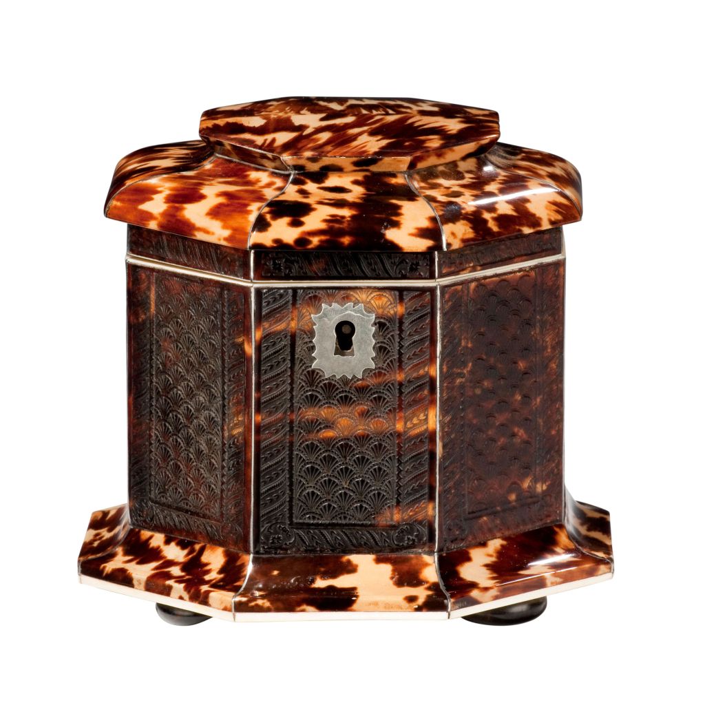 FIND RARE ANTIQUE TEA CADDY IN PRESSED TORTOISESHELL FOR SALE