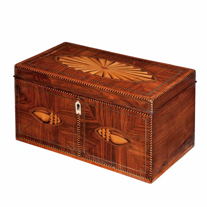 FIND ANTIQUE TEA CADDY WITH SHELL INLAY FOR SALE