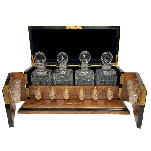 FIND ANTIQUE DECANTER BOX FOR SALE WITH FOUR DECANTERS
