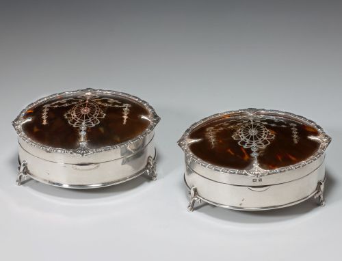 FIND ANTIQUE TORTOISESHELL AND SILVER DRESSING TABLE BOXES FOR SALE