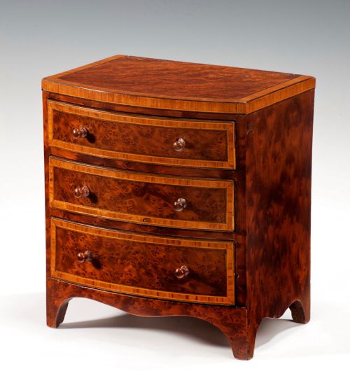 FIND MINIATURE BOW FRONTED CHEST OF DRAWERS FOR SALE